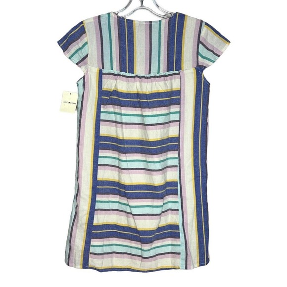 Lucky Brand Dress Girls Large Shift Dress Cream Blue Stripe Bohemian Hippie - Picture 2 of 6